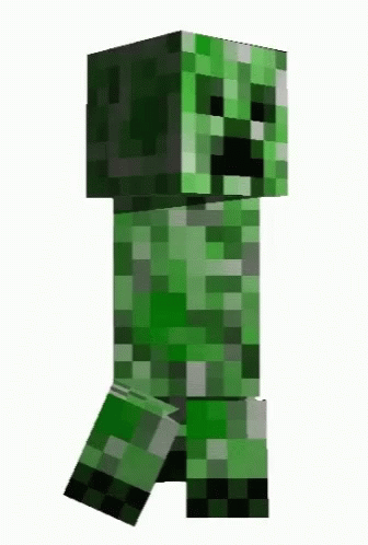 A Creeper From Minecraft Is Standing On A White Background GIF