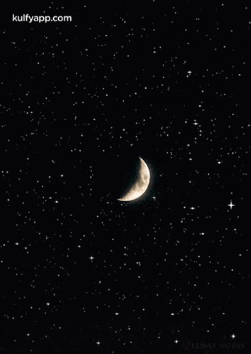 Crescent Moon In Starry Night Sky GIF