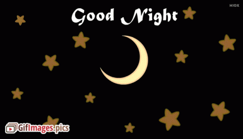 A Crescent Moon Is Surrounded By Stars And The Words " Good Night " GIF