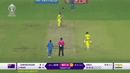 Cricket Game In Stadium With Aramco Ads GIF