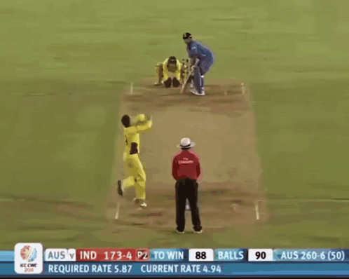 A Cricket Game Is Being Played In Front Of An Ad For Pepsi And Fly Emirates GIF