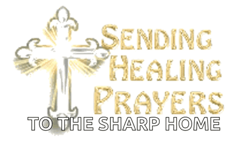 A Cross With The Words Sending Healing Prayers To The Sharp Home GIF