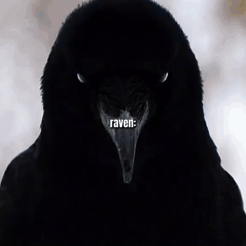 A Crow Is Silhouetted Against A Full Moon With The Word Raven Written Below It GIF
