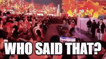 A Crowd Of People Are Gathered In A Stadium With The Words Who Said That Above Them GIF