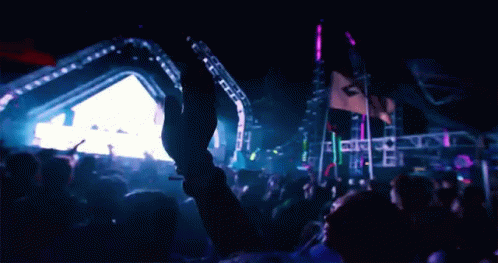 Crowd In Front Of Stage With Blue A Screen GIF