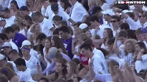 a crowd of people are sitting in a stadium watching a game and the word nation is on the bottom of the screen .