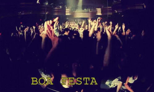 Crowd Raising Arms With Boa Festa Background GIF