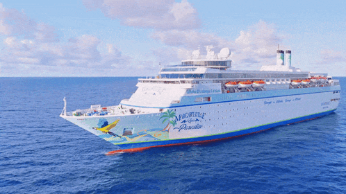 a cruise ship that says msc paradise on the side