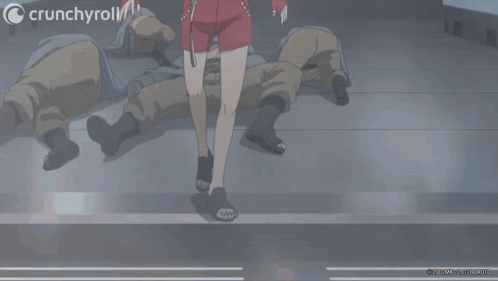 a crunchyroll ad with a girl in a red hoodie giving a thumbs up