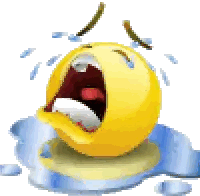 a crying smiley face with tears coming out of it 's eyes