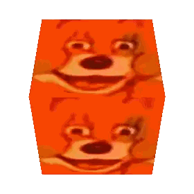 a cube with a dog face on it