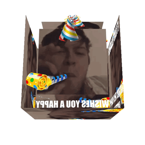 A Cube With A Picture Of A Man And The Words " Y9cah A Uoy 23H " Written On It GIF