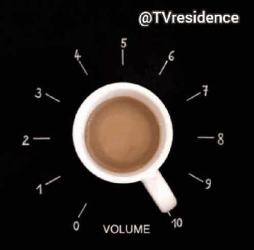 A Cup Of Coffee Is Surrounded By Numbers And The Word Volume GIF