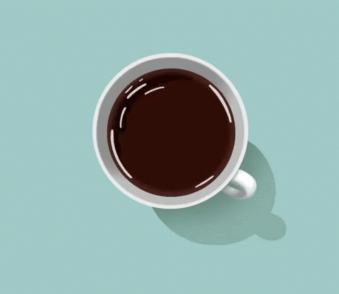 A Cup Of Coffee On A Blue Surface With A Shadow GIF