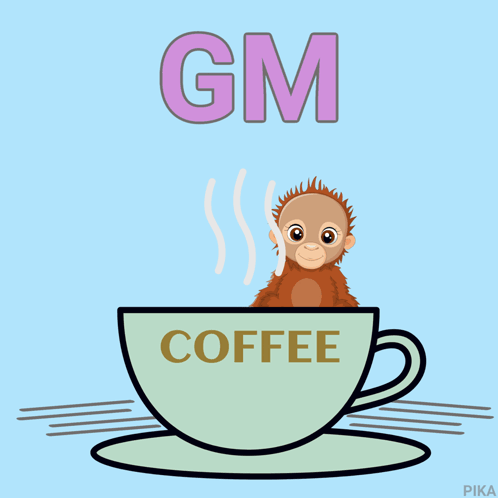 A Cup Of Coffee With A Monkey In It GIF