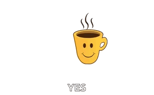 A Cup Of Coffee With A Smiley Face And The Words Good Morning Yes GIF