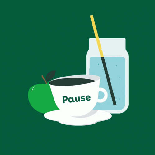 A Cup Of Coffee With Pause Written On It GIF