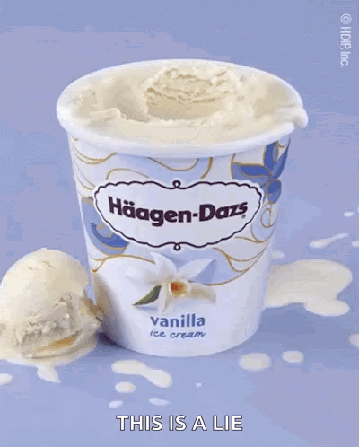 A Cup Of Vanilla Ice Cream With The Words This Is A Lie Below It GIF