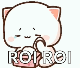 A Cute Cartoon Cat Is Giving A Thumbs Up And The Word Roi Is Written Below It . GIF