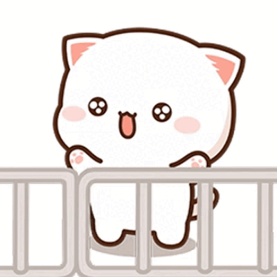a cute cartoon cat is standing behind a fence .