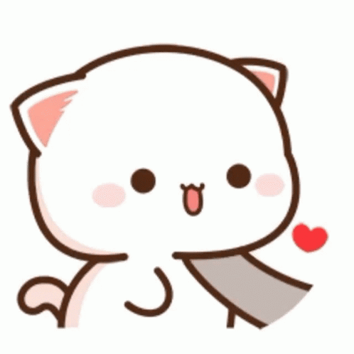 Cute Cartoon Cat With Heart In Mouth GIF