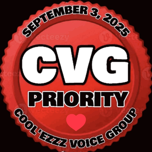 a cvg priority logo with a heart in the center