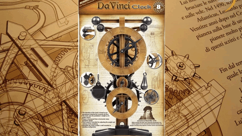 A Da Vinci Clock Is Displayed Next To A Drawing GIF