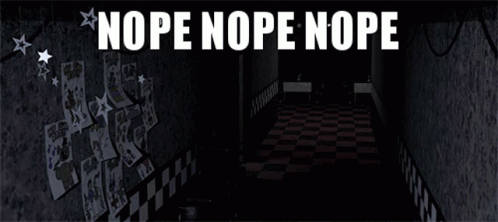 A Dark Room With A Fox And The Words Nope Nope Nope On The Bottom GIF