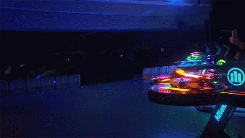 A Dark Room With A Sign That Says Amanda On It GIF