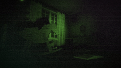 A Dark Room With The Word Paranormal On The Bottom GIF