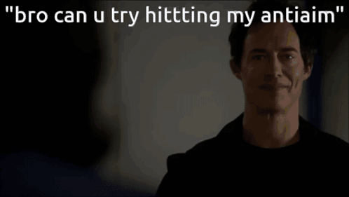 A Dark Room With The Words " Bro Can U Try Hitting My Antiaim " Written On It GIF