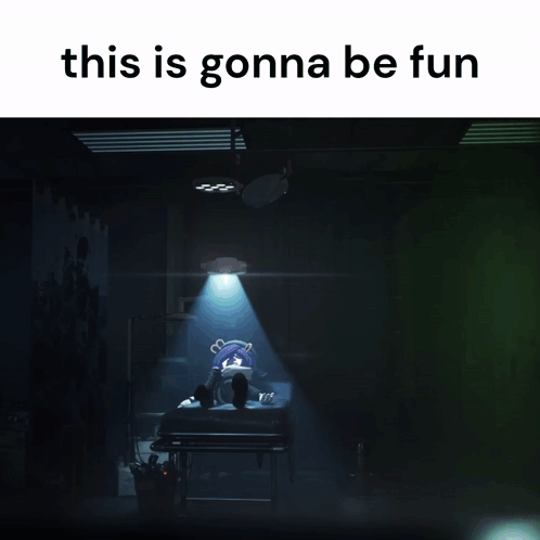 A Dark Room With The Words This Is Gonna Be Fun Above It GIF