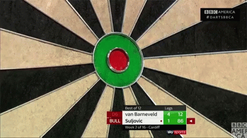 A Dart Board With A Green Center And A Red Circle GIF