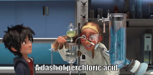 A Dash Of Perchloric Acid Is Being Poured Into A Container GIF