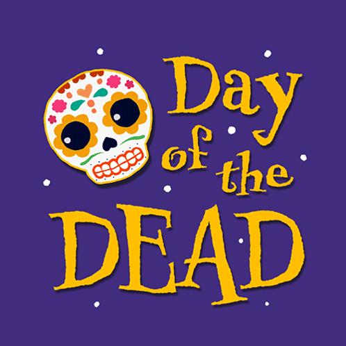 A Day Of The Dead Advertisement With A Sugar Skull GIF
