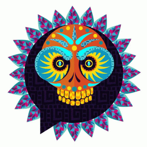 A Day Of The Dead Skull With A Speech Bubble Surrounding It GIF