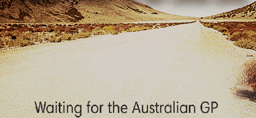 A Desert Road With The Words Waiting For The Australian Gp On It GIF