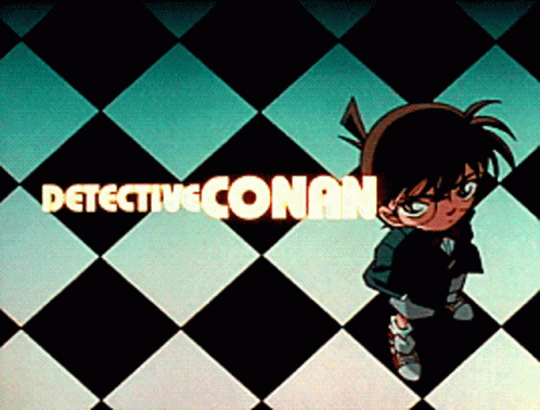 A Detective Conan Poster With A Cartoon Character GIF