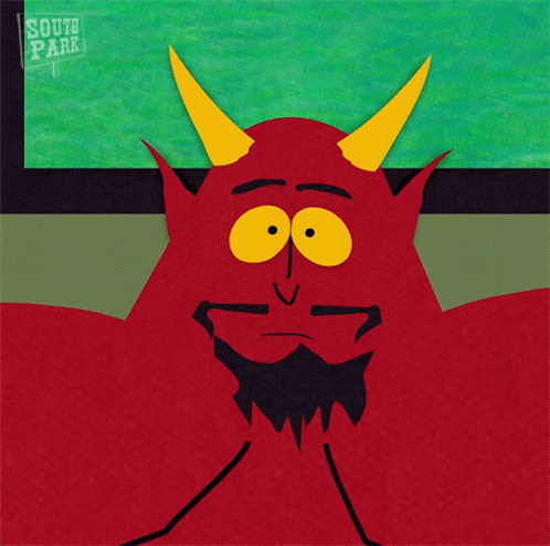 A Devil From South Park With Yellow Horns GIF