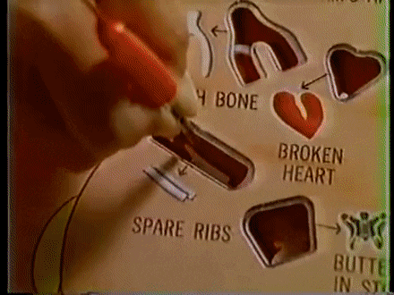 A Diagram Of A Broken Heart And Spare Ribs On A Piece Of Paper GIF