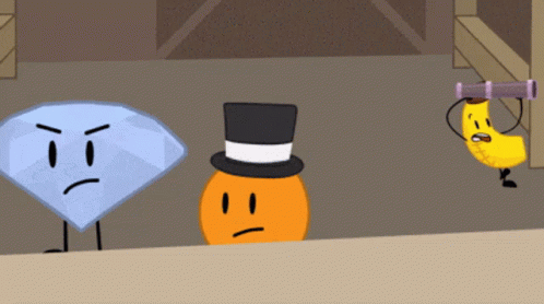 A Diamond A Top Hat And A Banana Are Cartoon Characters GIF