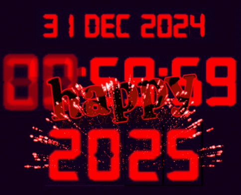 A Digital Screen Displays The Date Of 31 Dec 2024 And The Year 2025 GIF