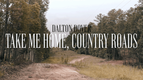 A Dirt Road With The Words Take Me Home Country Roads Written On It GIF