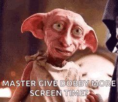 A Dobby From Harry Potter Is Standing Next To A Clock . GIF
