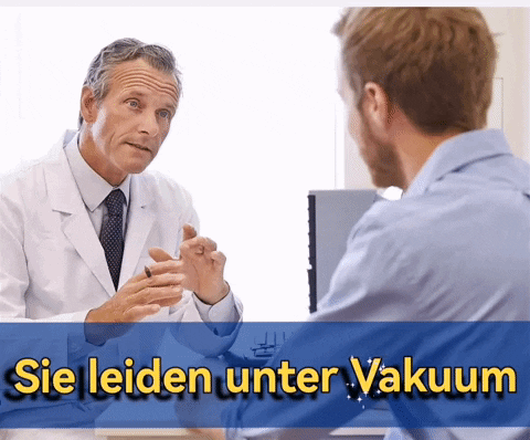 A Doctor Is Talking To A Patient With The Words Sie Leiden Unter Vakuum In The Corner GIF