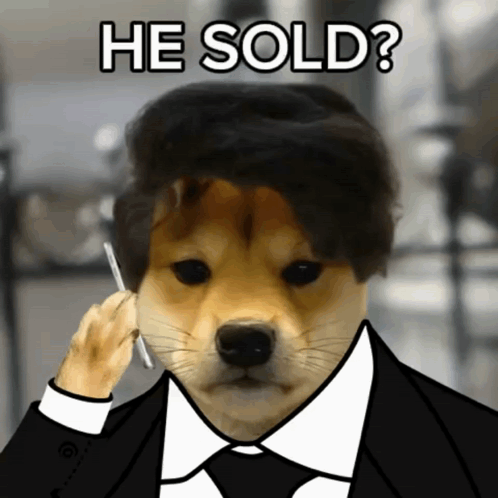 A Dog Wearing A Suit And Tie Is Talking On A Cell Phone With The Words He Sold Below It GIF