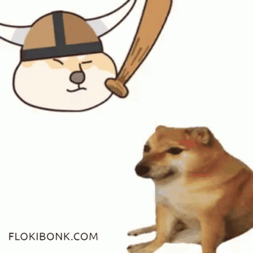 A Dog Wearing A Viking Helmet Is Holding A Baseball Bat On Its Head And Says Bonk . GIF