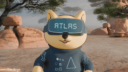 A Dog Wearing A Virtual Reality Headset With Atlas Written On It GIF