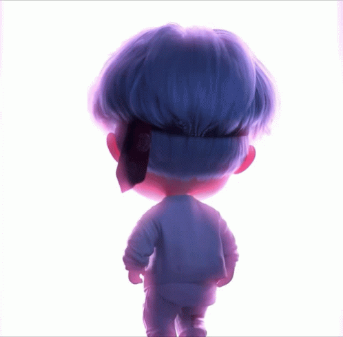 A Doll With Blue Hair And Headphones On GIF