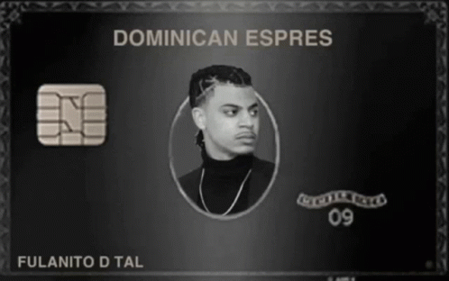 A Dominican Espres Credit Card With A Picture Of A Man On It GIF